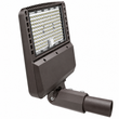 Bronze LED area light with a slip-fitter mounting arm, shown on a white background