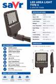 Spec sheet for Saylite E-APR19A-T540B LED area light: 19,000 lumens, 150W, 4000K, 120-277V