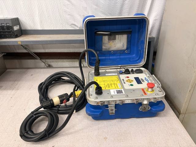 GF+ Central MSA 340 electrofusion processor in a blue case with lid open, power cord and fusion cable coiled beside it