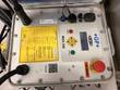 MSA 340 control panel: LCD, keypad, start and stop buttons, red emergency stop, 115 volts label, yellow error sticker