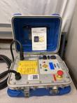 GF+ Central MSA 340 electrofusion processor with lid open showing the manual in the lid pocket, power cord attached